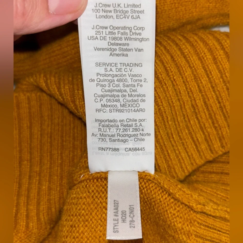 J. CREW Lamb's Wool Sweater Men's Long Sleeve Yellow Mustard Crew Large XL‎